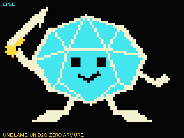 D20 Minitel portant une epee